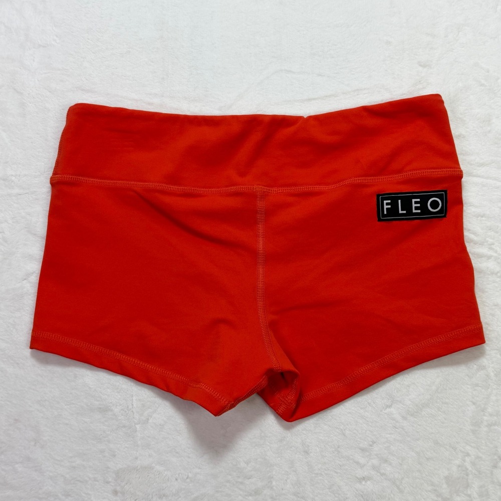 FLEO Low Rise Training Shorts Medium Red Orange Solid Workout Athletic